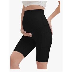 Maternity Yoga Shorts Over The Belly Pregnancy Athletic, Sporty, Comfy Black Me